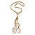 Gold Plated Tassel Pendant Necklace With T-Bar Closure - 40cm Length