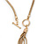 Gold Plated Tassel Pendant Necklace With T-Bar Closure - 40cm Length - view 3
