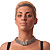 Wide Chunky Mesh Magnetic Choker Necklace In Silver Plating - 40cm Length - view 4