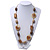 Long Resin Beige/Coffee Geometric Bead Cord Necklace - 94cm Length - view 5