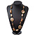 Long Resin Beige/Coffee Geometric Bead Cord Necklace - 94cm Length - view 6