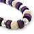 Chunky Wood, Glass & Fabric Bead Necklace On Silk Ribbon - Adjustable - view 4