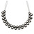 Polished/Matt Black Tone Diamante Bead Wire Necklace - 36cm Length/ 7cm Extender - view 2