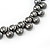 Polished/Matt Black Tone Diamante Bead Wire Necklace - 36cm Length/ 7cm Extender - view 4