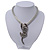 Silver Crystal Enamel 'Tiger' Mesh Magnetic Choker Necklace