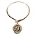 Large Dimensional Swarovski Crystal 'Rose' Pendant Collar Necklace In Burn Gold Finish - 38cm Length - view 2