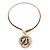 Large Dimensional Swarovski Crystal 'Rose' Pendant Collar Necklace In Burn Gold Finish - 38cm Length - view 10