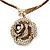 Large Dimensional Swarovski Crystal 'Rose' Pendant Collar Necklace In Burn Gold Finish - 38cm Length - view 7