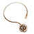 Large Dimensional Swarovski Crystal 'Rose' Pendant Collar Necklace In Burn Gold Finish - 38cm Length - view 9