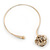 Large Dimensional Swarovski Crystal 'Rose' Pendant Collar Necklace In Burn Gold Finish - 38cm Length - view 6