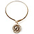 Large Dimensional Swarovski Crystal 'Rose' Pendant Collar Necklace In Burn Gold Finish - 38cm Length - view 8