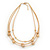 3 Strand Textured Ball Necklace In Gold Plated Metal - 40cm Length/ 5cm Length - view 3