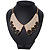 Black Enamel Rose Peter Pan Simulated Pearl Collar Necklace In Gold Plating - 38cm Length/ 6cm Extension - view 3
