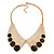 Black Enamel Rose Peter Pan Simulated Pearl Collar Necklace In Gold Plating - 38cm Length/ 6cm Extension - view 2