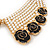 Black Enamel Rose Peter Pan Simulated Pearl Collar Necklace In Gold Plating - 38cm Length/ 6cm Extension - view 4