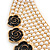 Black Enamel Rose Peter Pan Simulated Pearl Collar Necklace In Gold Plating - 38cm Length/ 6cm Extension - view 5