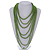 Long Layered Pea Green Acrylic Bead Necklace In Silver Plating - 112cm Length/ 5cm Extension - view 2
