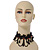 Stunning Jet Black/Red Acrylic Bead Lacy Style Choker - 28cm Length/ 6cm Extension - view 10