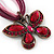 Pink/Magenta Diamante 'Butterfly' Cotton Cord Pendant Necklace In Bronze Metal - 38cm Length/ 8cm Extension - view 3