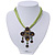Vintage Olive Diamante 'Cross' Pendant Necklace On Cotton Cords In Bronze Metal - 38cm Length/ 7cm Extension - view 2
