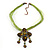 Vintage Olive Diamante 'Cross' Pendant Necklace On Cotton Cords In Bronze Metal - 38cm Length/ 7cm Extension - view 3