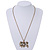 'Three Wise Owls' Long Diamante Pendant Necklace In Burn Gold Metal - 62cm Length/ 5cm Extension - view 4