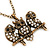 'Three Wise Owls' Long Diamante Pendant Necklace In Burn Gold Metal - 62cm Length/ 5cm Extension - view 2