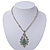 Pear-Shaped Green Jade/ Diamante Pendant Necklace In Rhodium Plating - 38cm Length/7cm Extension - view 4