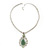 Pear-Shaped Green Jade/ Diamante Pendant Necklace In Rhodium Plating - 38cm Length/7cm Extension - view 5