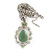 Pear-Shaped Green Jade/ Diamante Pendant Necklace In Rhodium Plating - 38cm Length/7cm Extension - view 2