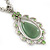 Pear-Shaped Green Jade/ Diamante Pendant Necklace In Rhodium Plating - 38cm Length/7cm Extension - view 3