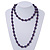 Long Purple Simulated Glass Pearl/Bead Necklace - 110cm Length - view 2