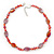 Glittering Carrot Red Glass Bead Necklace In Silver Plating - 42cm Length/ 6cm Extension - view 3