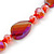 Glittering Carrot Red Glass Bead Necklace In Silver Plating - 42cm Length/ 6cm Extension - view 5