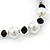 Long Black/ White Glass Pearl Necklace - 110cm Length - view 2