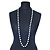 Long Black/ White Glass Pearl Necklace - 110cm Length - view 3