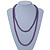 Long Purple Glass Bead Necklace - 140cm Length/ 8mm - view 3