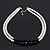 Two Row White Simulated Glass Pearl & Black Crystal Beads Necklace - 46cmc Length /6cm Extension - view 4