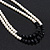 Two Row White Simulated Glass Pearl & Black Crystal Beads Necklace - 46cmc Length /6cm Extension - view 5