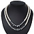 Two Row White Glass Pearl & Grey Crystal Beads Necklace - 46cm L /6cm Ext - view 3