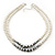 Two Row White Glass Pearl & Grey Crystal Beads Necklace - 46cm L /6cm Ext - view 2