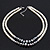 Two Row White Glass Pearl & Grey Crystal Beads Necklace - 46cm L /6cm Ext - view 4