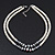 Two Row White Glass Pearl & Grey Crystal Beads Necklace - 46cm L /6cm Ext - view 5