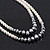 Two Row White Glass Pearl & Grey Crystal Beads Necklace - 46cm L /6cm Ext - view 6