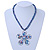 Blue/ Pink Glass Bead Flower Pendant Necklace - 40cm Length - view 3