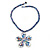Blue/ Pink Glass Bead Flower Pendant Necklace - 40cm Length - view 4