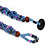 Blue/ Pink Glass Bead Flower Pendant Necklace - 40cm Length - view 5