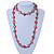 Long Brick Red Shell & Metal Bead Necklace - 110cm Length - view 2