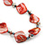 Long Brick Red Shell & Metal Bead Necklace - 110cm Length - view 6