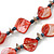 Long Brick Red Shell & Metal Bead Necklace - 110cm Length - view 7